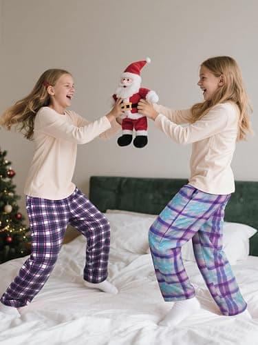IHU 3 Pack Girls Pajama Pants Micro Fleece Soft PJ Bottoms for Kids Cute Print Lounge Sleep Clothes with Pockets thumbnail 3