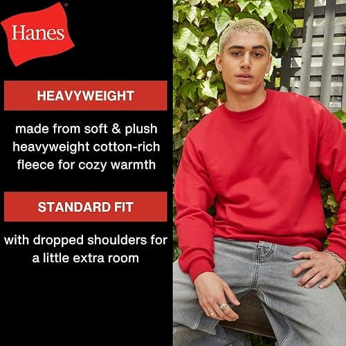 Hanes mens Ultimate Sweatshirt, Heavyweight Fleece Sweatshirt, Crewneck Pullover for Men thumbnail 5