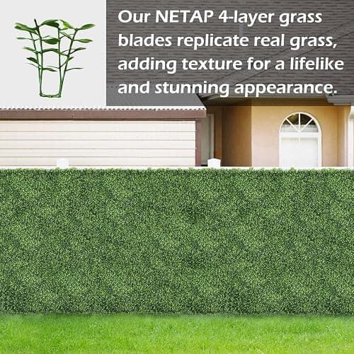 NETAP Grass Wall Panels, 10"x 10"(12pcs) 4-Layer Artificial Boxwood Faux Green Wall for Interior, Garden Party Wedding Backdrop, Indoor Outdoor Plant Wall Decor thumbnail 2