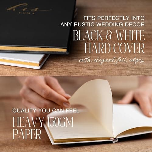 Wedding Vow Books His and Hers – Perfectly Sized, Hardcover Vow Booklets with Gold Foil Lettering – Vows Book Her & Him, Wedding Essentials Idea, Wedding Registry Gifts (Black Ivory, Gold) thumbnail 6
