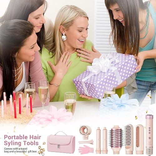 6 in 1 Air Styler, 1400W High Speed Ionic Hair Dryer with Auto-Wrap Curlers, Blow Dryer Oval Brush & Straightener Brush, No Heat Damage Hair Styler for Fast Drying,Curling, Smoothing & Volume thumbnail 9