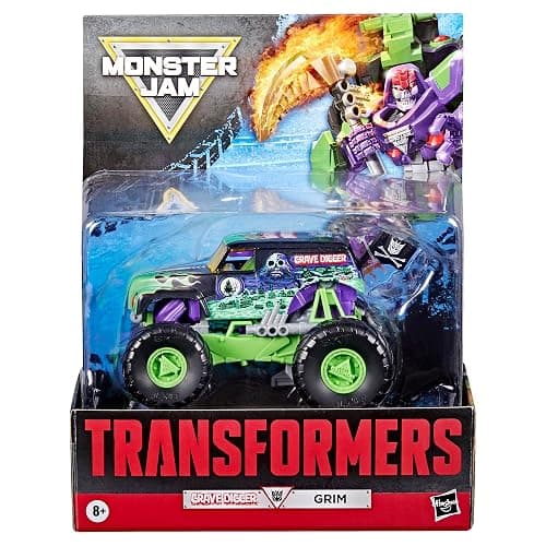 Transformers Collaborative x Monster Jam Grave Digger (Grim) | Leader Class 9.25-inch Robot Action Figure Converts to Monster Truck, Car Toys for Ages 8+ thumbnail 3