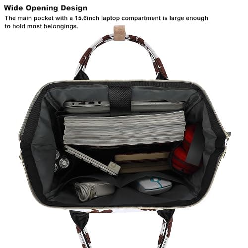 Yusudan Laptop Backpack for Women Men, 15.6 inch College School Backpack Bookbag for Work/School/Travel/Business (Cow Print Brown) thumbnail 3