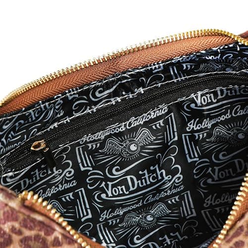Von Dutch Womens Graphic Shoulder Bag – Stylish Handbag | Silver Chain, Wrench Charm Handbag with Adjustable Strap, Spacious Interior, and Iconic Logo Design thumbnail 2