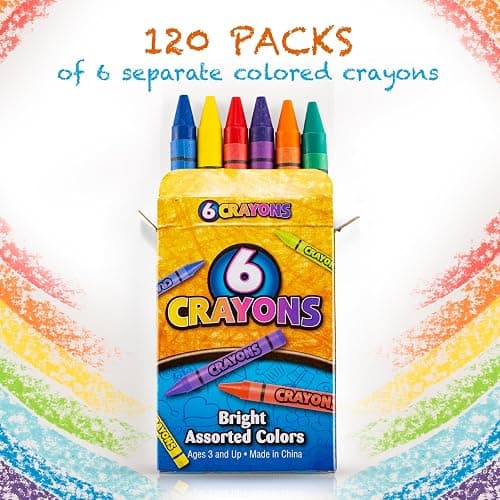 Bulk Crayons (720 Count) Party Favors & Classrooms, 120 Packs of 6 Colors | Individually Wrapped Packs of 4 Non-Toxic Coloring Crayons for Schools, Teachers, Restaurants, Student Rewards thumbnail 3
