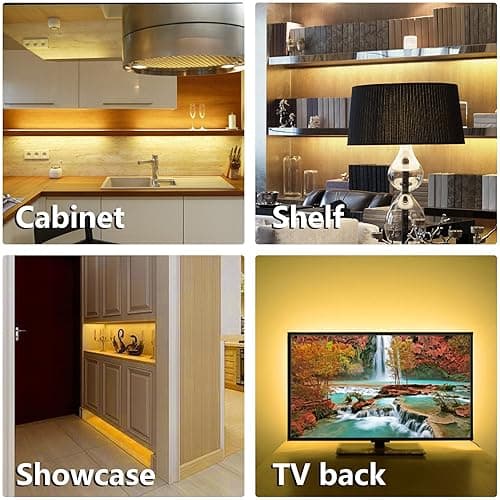 WOBANE Under Cabinet LED Lighting kit, 6 PCS LED Strip Lights with Remote Control Dimmer and Adapter, Dimmable for Kitchen Cabinet,Counter,Shelf,TV Back,Showcase 2700K Warm White,Bright 1500lm,Timing - 6*20inch - Warm White thumbnail 6