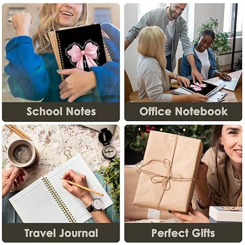 Wheatwin Prayer Journal for Woman, Christian Girl Energy Journal, Black Pink Cute Notebook, Pink Bow Coquette Stuff Notebook 5.5x8.3 - Proverbs 31:25 - Pink Bow thumbnail 7