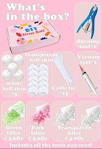 TXGSDXS DIY Squishy Making Kit – Create Your Own Squishy Stress Balls with 15 Transparent TPR Skins, Air Pump & Expander Tool, Squishy Maker Craft Kit for Adults, ASMR Sensory Stress Relief Toy thumbnail 5