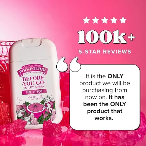 Poo-Pourri Before-You-Go Pocket Toilet Spray, Travel Essentials, Pink Citron, 1 Fl Oz, Up to 50 Uses, On-The-Go Bathroom Odor Deodorizer with Essential Oils, TSA Approved Size thumbnail 4