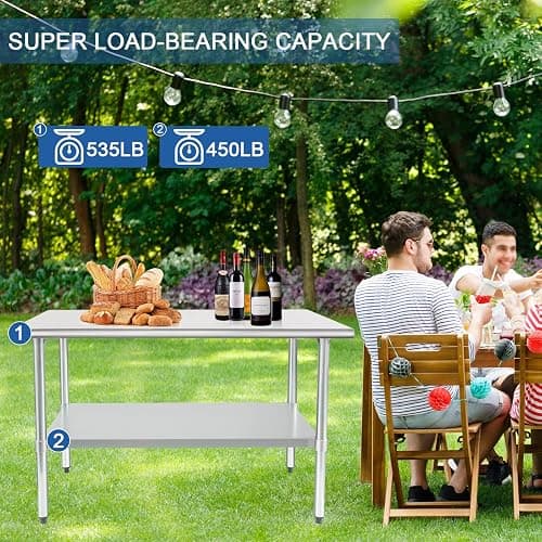 HARDURA Stainless Steel Table 24X48 Inches with Undershelf and Galvanized Legs NSF Heavy Duty Commercial Prep Work Table for Restaurant Kitchen Home and Hotel thumbnail 6