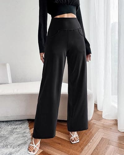 Promover Wide Leg Pants Woman Yoga Pants with Pockets Stretch Loose Casual Lounge Sweatpants Petite/Regular/Tall thumbnail 3