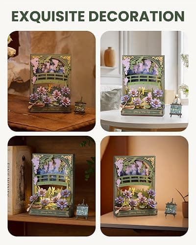 rowood Water Lily 3D Puzzle Building Set with LED,DIY Monet Wall Art Craft Kits for Adults,Home Decor Botanical Collection Gift on Christmas thumbnail 6