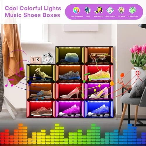 Oltraman LED Smart Shoe Boxes Display Case, Stackable Storage Organizers thumbnail 3