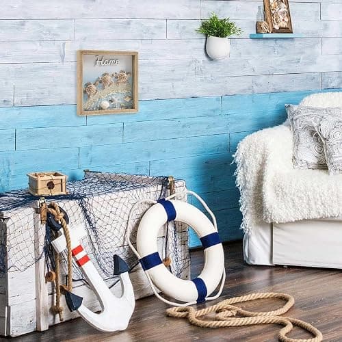 pechpell 3D Beach Wall Decor, 6" Wooden Framed Home Sign with Sea Turtle Starfish Seashell Conch, Summer Coastal Art Ocean Beachy Themed Room for Bathroom Bedroom Table Shelf Office Desk Decorations thumbnail 2