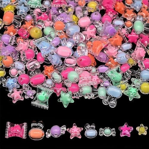 200g+ Candy Bulk Assorted Cute Kandi Beads for Jewelry Making, Bracelet Making Kit, Craft Supplies Charm Beads(Mixed II) - Image 1