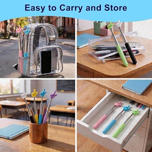 6PCS Pointer Finger Stick, Extendable Finger Pointer Stick, Teacher Pointer | For Classroom, Whiteboard & Blackboard Presentations, Essential Teaching Supplies for Teachers, Retractable, Colorful thumbnail 4