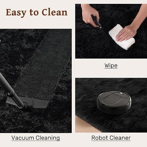 5x7 Black Area Rugs for Living Room, Large Fluffy Shag Bedroom Rugs Non-Slip, Ultra Soft Plush Carpet for Nursery Kids PlayRoom Dorm Office Indoor Modern Carpets thumbnail 6