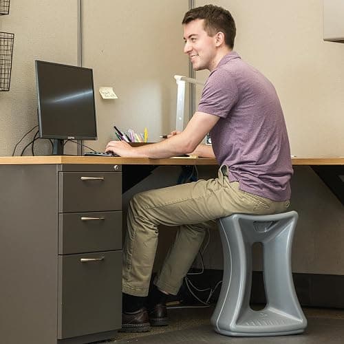 Simplay3 Active America Fit Balance Chair, 20" Stool for Adults and Teens- Ergonomic Office Desk Chair with Rock, Wobble, Tilt Motion for Learning, Work and Study, Steel Grey thumbnail 2