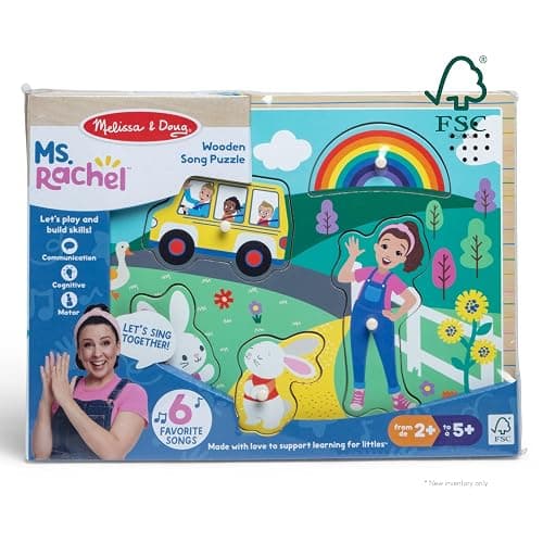 Melissa & Doug® Ms. Rachel™ Wooden Song Peg Puzzle, 6-Piece Light-Activated Sound Puzzle with Full Songs, Toddler Toys for Boys and Girls Ages 2-5+ Years - FSC Certified thumbnail 3