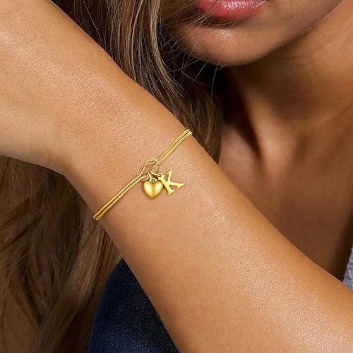 M MOOHAM Initial Knot Bracelets for Women - 18K Gold Plated Initial Knot Bracelets for Women Teen Girls, Trendy Letter A-Z Love Charm Bracelet Dainty Jewelry Womens Bridesmaid Birthday Gifts thumbnail 4