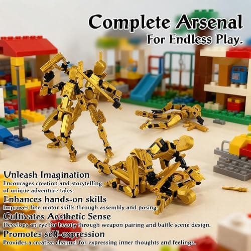Gatling Gun T13 Titan 13 Action Figure Set【Assembled】, Robot Action Figure 3D Printed robo 13 Action Fidget Toys Dummy Figure Articulated, Lucky 13 for Collectors Desktop Decorations (Laser Purple) thumbnail 8