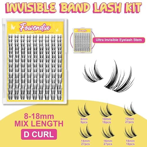 Fowendia Wispy Lash Clusters Freya 8-18mm Spike Eyelash Clusters D Curl DIY Lash Extension Spikes 0.03mm -Invisible Band Natural Individual Cluster Eyelashes thumbnail 3