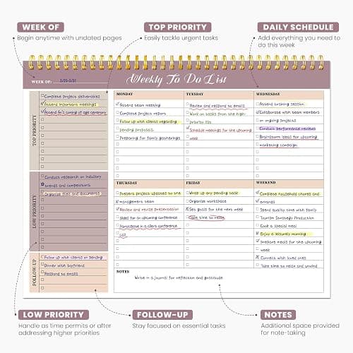 Weekly To Do List Notepad with 52 Undated Sheets（8.5"×11"）- Undated Weekly Planner Notepad for Office Desk Accessories and Supplies - Midnight Lilac thumbnail 3
