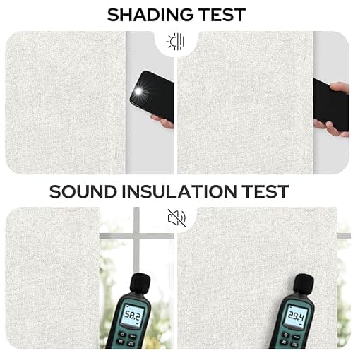 HOMEIDEAS 100% Ivory Cream Linen Blackout Curtains for Bedroom, 52 x 84 Inch Length 2 Panels Faux Linen Thermal Insulated Black Out Grommet Window Drapes for Living Room thumbnail 8