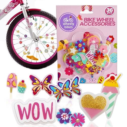 Bike Wheel Spoke Accessories for Kids – Bicycle Decorations & Attachments for Boys & Girls - Party Favors, Goodie Bag Stuffers, Outdoor Toys – Dinosaur, Flower & Butterflies Theme - 36 Pcs - Image 1