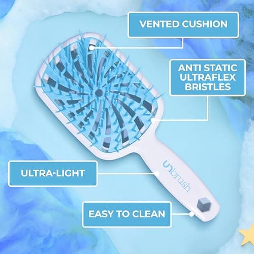 FHI Heat UNbrush Plus — Curly Hair Brush for Gentle & Effective Detangling on Wet or Dry Fragile Hair Types — Detangler Brush w/ 84 UltraFlex Bristles, Ultra-light, Vented, Anti Static Hairbrush thumbnail 6