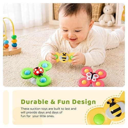 LiKee Strong Suction Cup Fidget Rotating Sensory Bath Toys for Baby Christmas Stocking Stuffers, Airplane Car Travel Table & Window Toys for Toddler Boys and Girls, 10+ Months thumbnail 5
