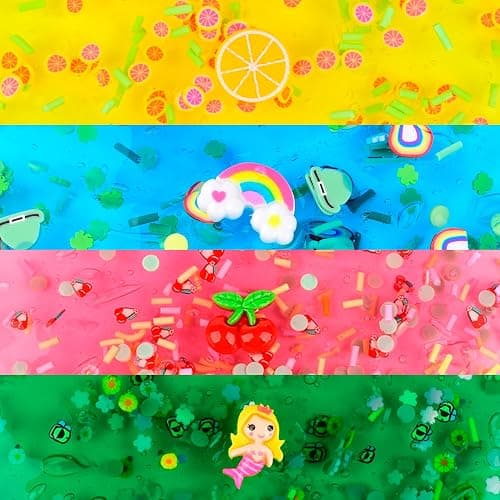 4 Piece Kit Jelly Crunchy Slime, Red Cherry,Blue Rainbow Yellow Lemon and Green Mermaid Jelly Crunchy Slime, Super Soft and Non-Stick, Birthday Gift Slime Party Gift thumbnail 5