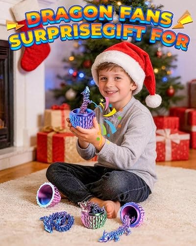Rapean 8" 3D Printed Dragon Eggs, Easter Basket Stuffers for Kids and Teens, Articulated Dragon Toys for Children, Unique Easter Gifts for Boys & Girls (4Pack) thumbnail 8