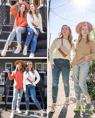 MEROKEETY Fall Long Sweaters for Women 2026 Trendy Long Sleeve Cute Knit Outfits Loose Fit Crewneck Work Casual Pullover thumbnail 4