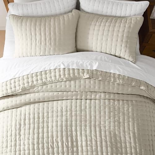 WDCOZY Beige Queen Size Quilts Bedding Sets with 2 Pillow Shams thumbnail 3