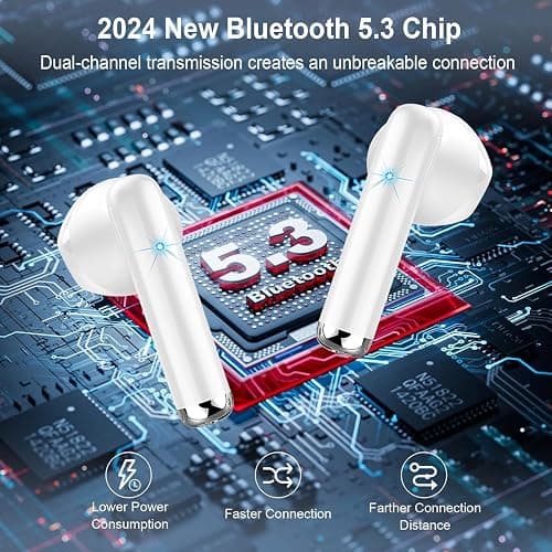 Ecouteurs Bluetooth sans Fil, Intra-Auriculaires Oreillette Bluetooth 5.3 avec 4 ENC Réduction Antibruit Mic, 50H Hi-FI Son Stéréo Casque, IPX7 Étanche Contrôle Tactile Écouteurs pour iPhone Android thumbnail 2