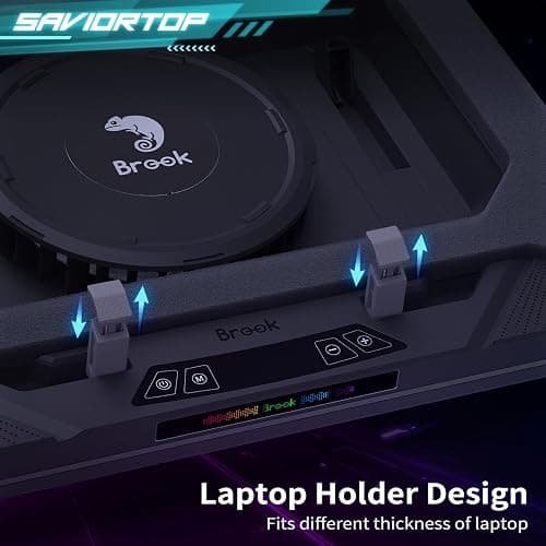 Brook Saviortop Gaming Laptop Cooler, IC Core Cooling Pad with Advanced Turbo Fan, Fast Cooling for Laptops 10-19in, Adjustable Speed, Touch Control, USB-C & USB-A Ports, Compact & Portable Design thumbnail 5
