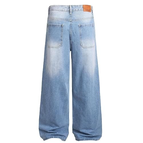 Men's Baggy Hip Hop Jeans Y2K Casual Vintage Wide Leg Skater Denim Pants Loose Fit Long Trousers 2000s Streetwear thumbnail 3