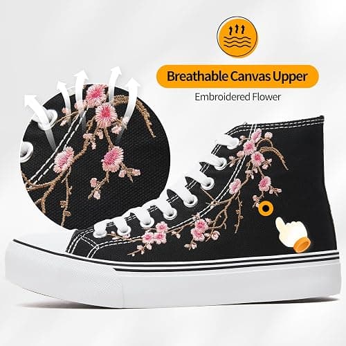 ZGR Womens High Top Canvas Sneakers,Lace-up Canvas Shoes,Casual Tennis Walking Shoes thumbnail 4