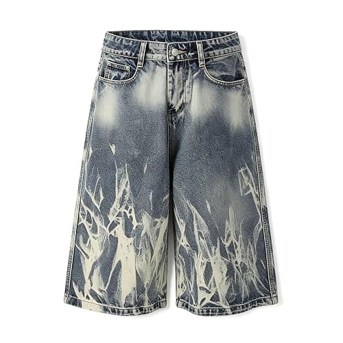 Baggy Jeans Damen Y2k Caprihose Weite Bein Kurz Denim Hose Frauen Hip Hop Streetwear Destroyed Kurze Sommerjeans Jogginghose Schlupfjeans Dreiviertel Hosen mit Tasche Bequem Capri Jeans thumbnail 5