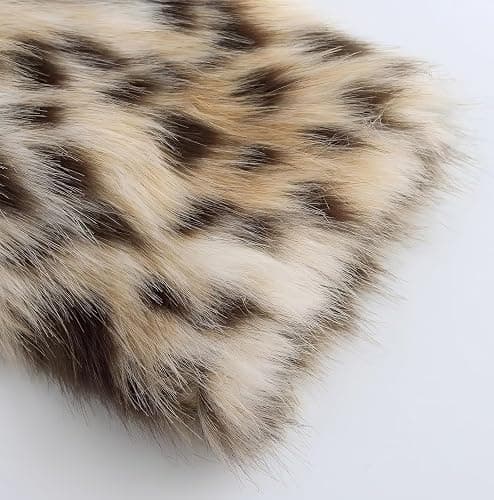 ebossy Women's Faux Fur Crop Jacket Long Sleeve Lapel Winter Warm Fluffly Leopard Pure Color Sherpa Coat thumbnail 5
