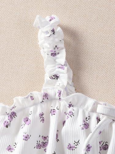 SOLY HUX Girl's Ditsy Floral Print Frill Trim Cami Crop Top Cute Summer Tops Preppy Clothes thumbnail 3