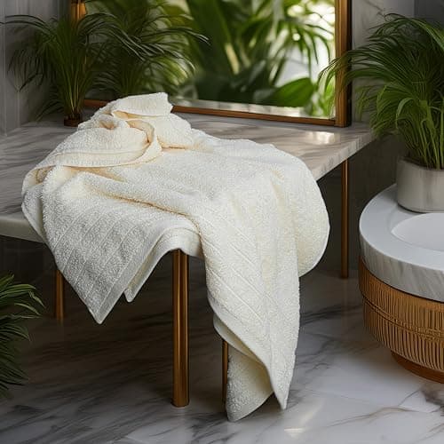 Tens Towels 4 Piece Extra Large Bath Towels 30 x 60 Inches, Cream | 100% Cotton, Larger & Lighter Weight, Quicker to Dry, Super Soft and Absorbent, Perfect for Bathroom thumbnail 7