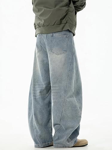 Baggy Hip Hop Jeans for Men Wide Leg Skater Denim Pants Casual Loose Fit Long Trousers thumbnail 4