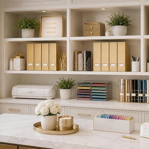 BLU MONACO | Gold Cardboard Magazine File Holder Set of 4 | Vertical Magazine File Holder for Shelves | Standing File Holder Desk Organizer thumbnail 3