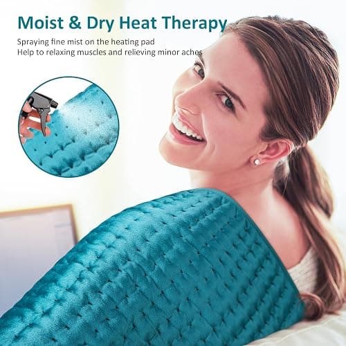 Electric Heating pad for Back/Shoulder/Neck/Knee/Leg Pain, Cramps and Arthritis Relief, 6 Fast Heating Settings, Auto-Off, Machine Washable, Moist Dry Heat Options, Extra Large 16"x30" - Blue Grey - 16"x30" thumbnail 4