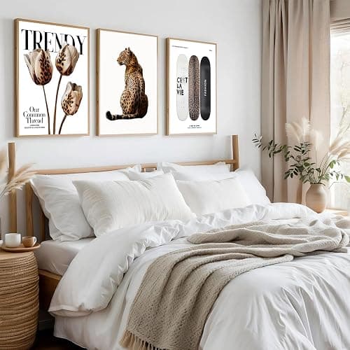 LCZDXGR 3Pcs Trendy Leopard Print Canvas Wall Art Picture Stylish Female Aesthetic Poster Cheetah Printed Preppy Fashion Skateboard Wall Decor for Bedroom Apartment Dorm Living Room 12x16in Unframed thumbnail 5
