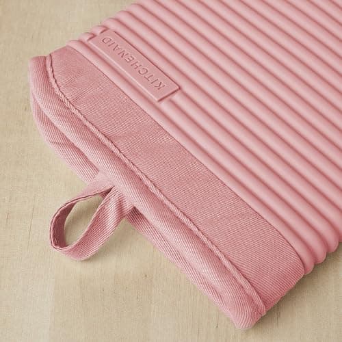 KITCHENAID Ribbed Soft Silicone Oven Mitt 2-Pack Set, 7.5"x13", Dried Rose thumbnail 2