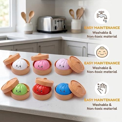 2-Pack Glitter Dumpling Squishy Set - Colorful Sensory Stress Relief Collections, Random Squishy Gift Box with Sparkly Dumplings for Party Favors & Collectibles (Random-2 PCS) thumbnail 5
