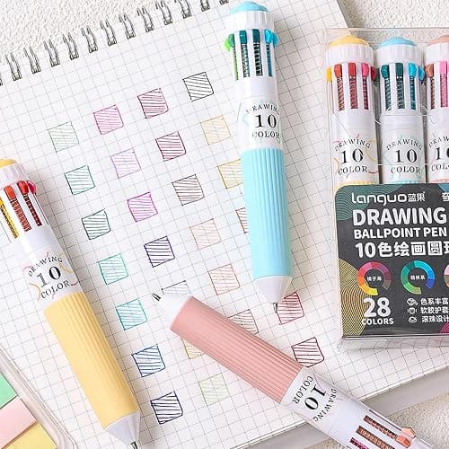 Corpapen 28 Colors 3 Pcs Ballpoint Multicolor Pen 10-in-1, 0.8mm Fine Point Smooth Writing, Office and Student Supplies, Top Retractable Drawing and Writing thumbnail 2